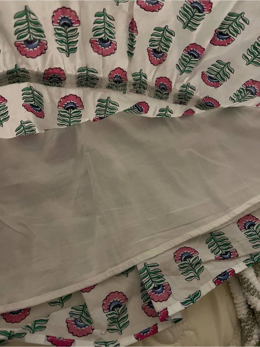 J. Crew Smocked tiered mini skirt with Pink & Green Flor size small - Picture 6 of 9
